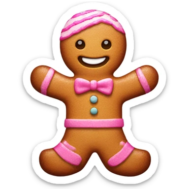 ginger bread man with pink decoration sticker