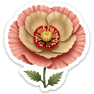 Carnation poppy beige light rose sticker