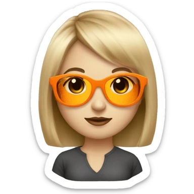 White skin girl with medium hair with bangs wearing orange sungglases sticker