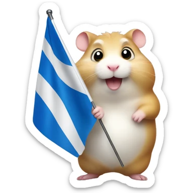 Fat hamster waiving small Russian flag in its hand sticker