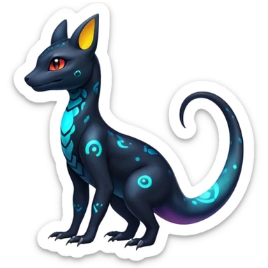 Vibrant colorful Nebulae Salandit-Umbreon-Fakémon-hybrid-creature (full body)  sticker