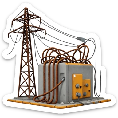 a collapsed electrical substation sticker