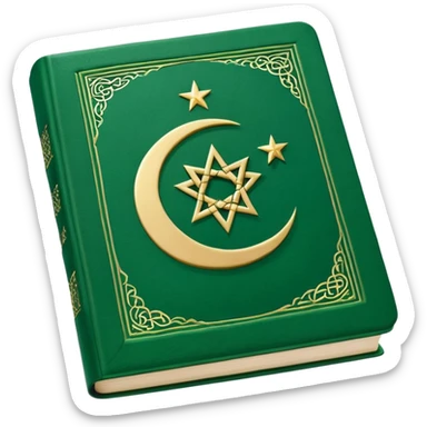 Closed Quran with the Islamic Symbol on it (moon and star) green sticker