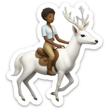 Twin angeles riding a white deer sticker