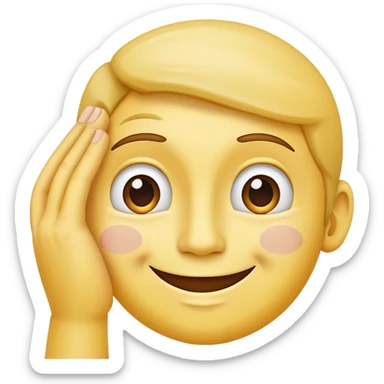 A yellow face smiling awkwardly while embarrassed, scratching its temple with one hand, and looking to the side sticker