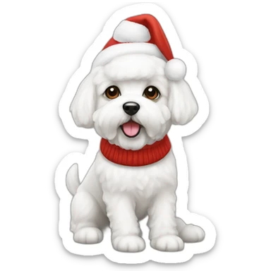 bichon dog-christmas hat sticker