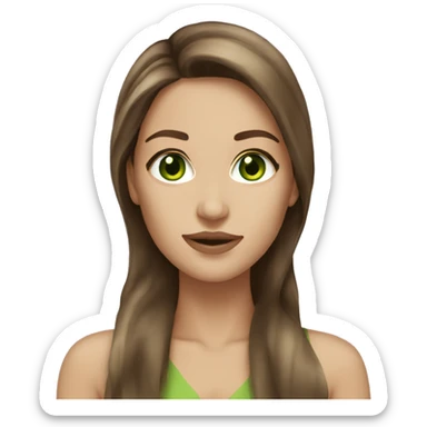 hot woman long brown hair with green eyes beige skin sticker