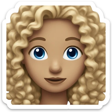 Girl with dark blue eyes and curly dark blonde hair sticker