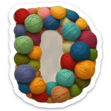 the letter G made of patchwork, colored yarn balls sticker