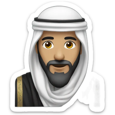 A Saudi sheikh wearing a black scarf sticker
