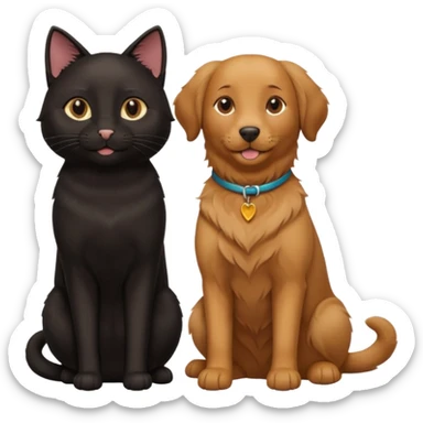 black cat and brown retriever sticker
