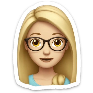 White girl with brown hair and blonde locks with glasses and brown sticker