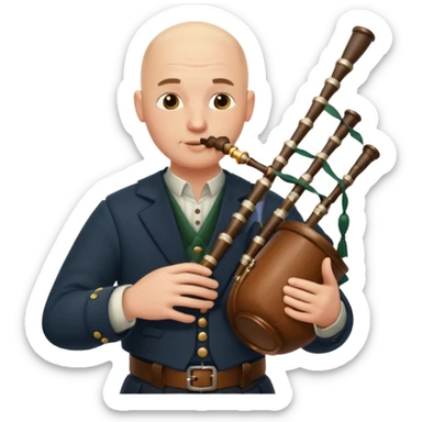 Bald guy playing bagpipes drinking whiskey  sticker
