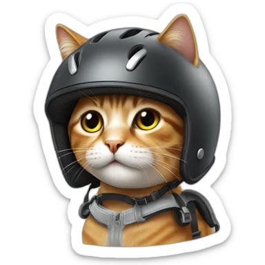 A cat with a bike helmet sticker