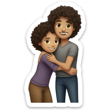 brunette curly hair girl hugging mixed mexican boy  sticker