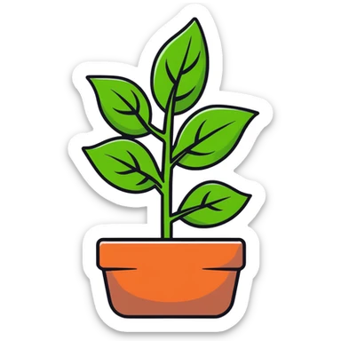 Fresh basil plant with green leaves sticker