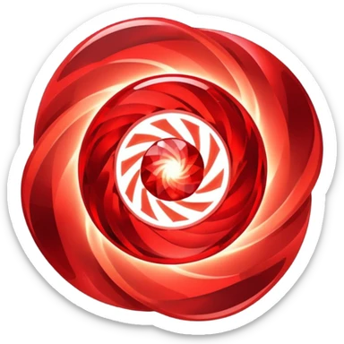 Red crystal with a red glow coming from its center. In the center of the crystal a $ sticker