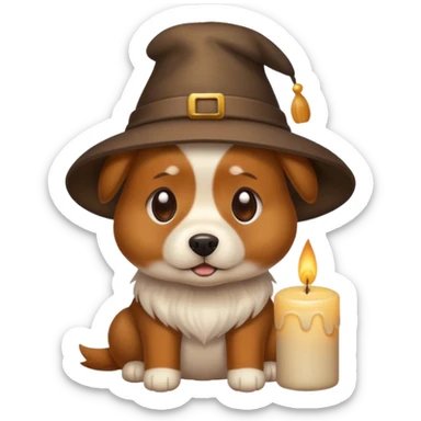 Dog wearing a hat that says big ass luxuries with a candle next to him sticker