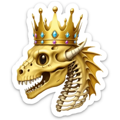 Dragon with crown with skeleton pls sticker