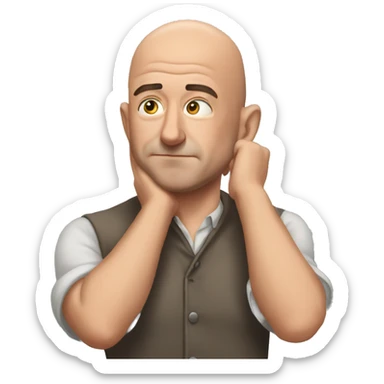jeff bezos thinking hard with his hands sticker
