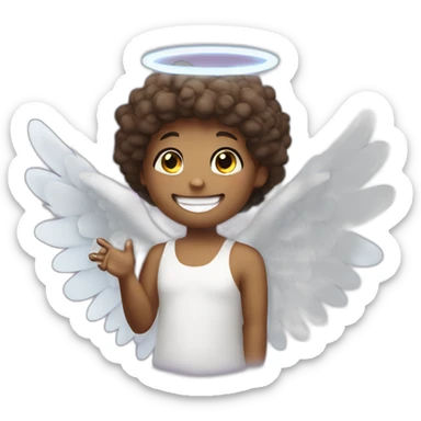 Angel with halo with cheeky smile sticker
