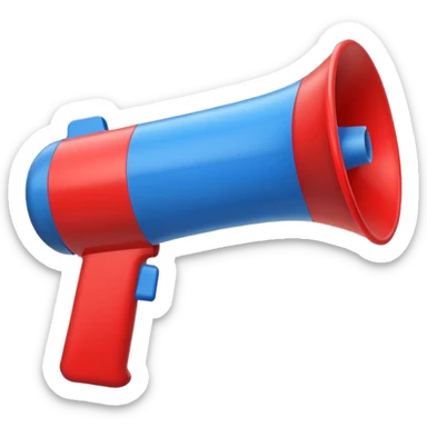 megafono de color rojo con azul sticker