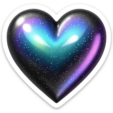 Black rainbow glitter heart  sticker
