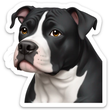 old black staffordshire pitbull with a white chest and white paws  sticker