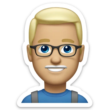 bald man blonde goatee glasses blue eyes sticker