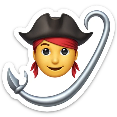 Pirate Hook, clean vector emoji, with rich details, no face on objects, white background sticker