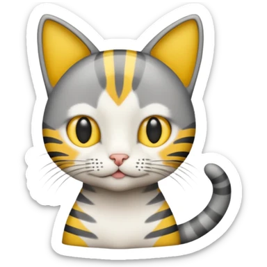 Cat grey and yellow sticker
