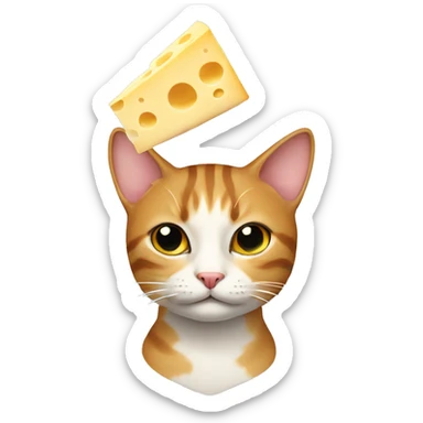 Cat with a cheese as a hat sticker