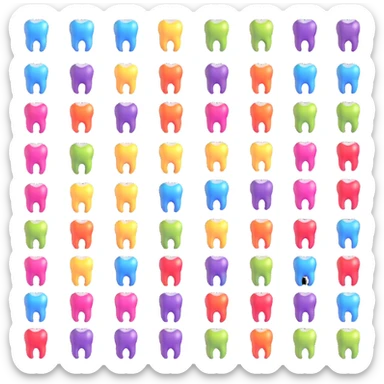 tooth app icons with different bright colors, dental application sticker