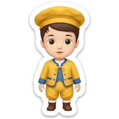 brunette baby boy traditional yellow dutch clothes sticker