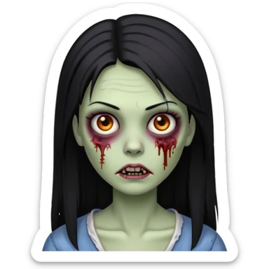 emoji mujer linda pelo negro lacio zombie sticker