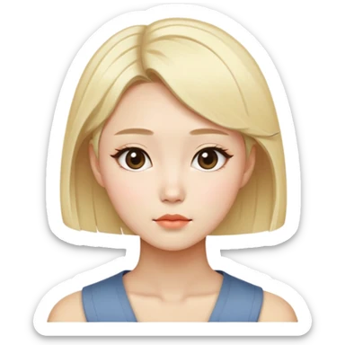 Blonde Korean girl with high cheekbones and short hair sticker