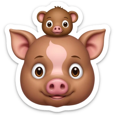 El cerdito de Moana con un monito en su cabeza sticker