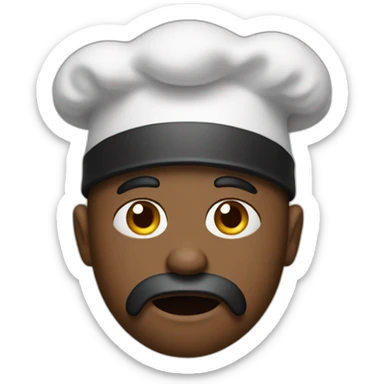One Black with cheff hat and worried face sticker