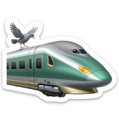 Shinkansen green and pigeon is standing on the platform sticker