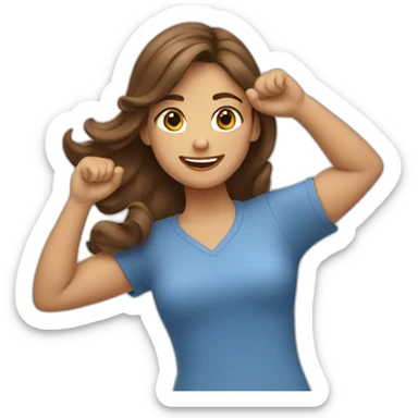 brown haired girl making a wave with his arms sticker