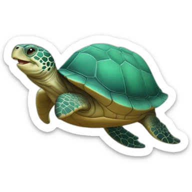 Tortue sur un dophin sticker