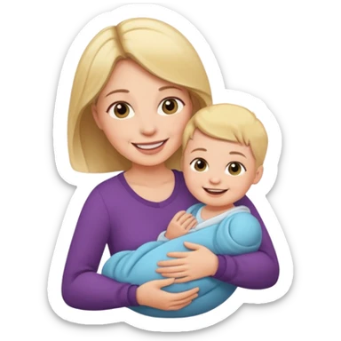 Mom holding baby sticker