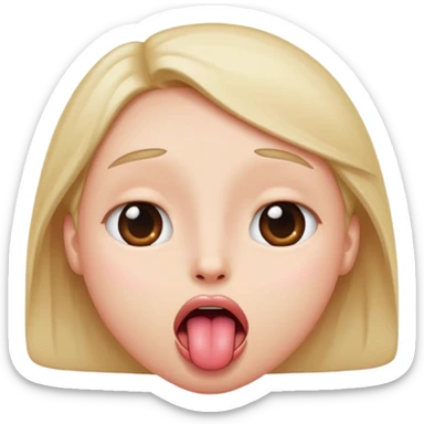 face with eyes rolled back, tongue hanging out, blushed sticker