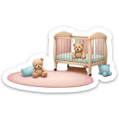 baby room, Cozy baby room with crib and teddy bear sticker