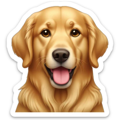 golden retriver with red beany sticker
