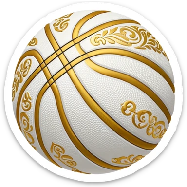 White basketball with golden decorative patterns sticker