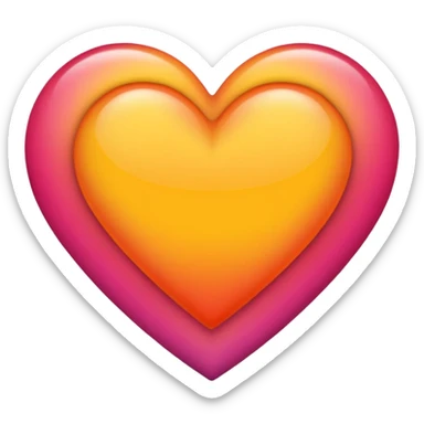 Bright yellow to orange to dark pink double gradient double heart sticker