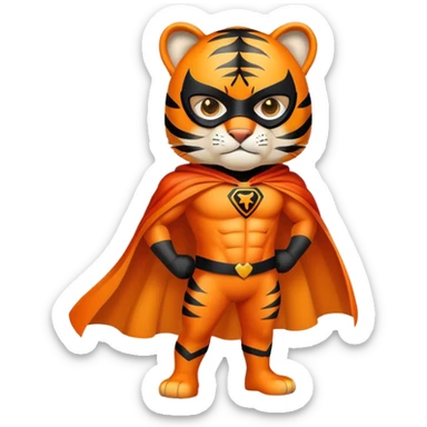 Superhero tiger with cape and mask sticker