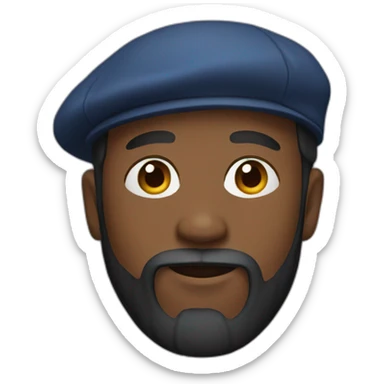 black man with a beard wearing a beret sticker
