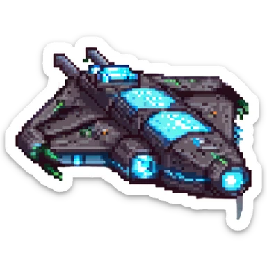 space cruiser, with glowing thrusters sticker